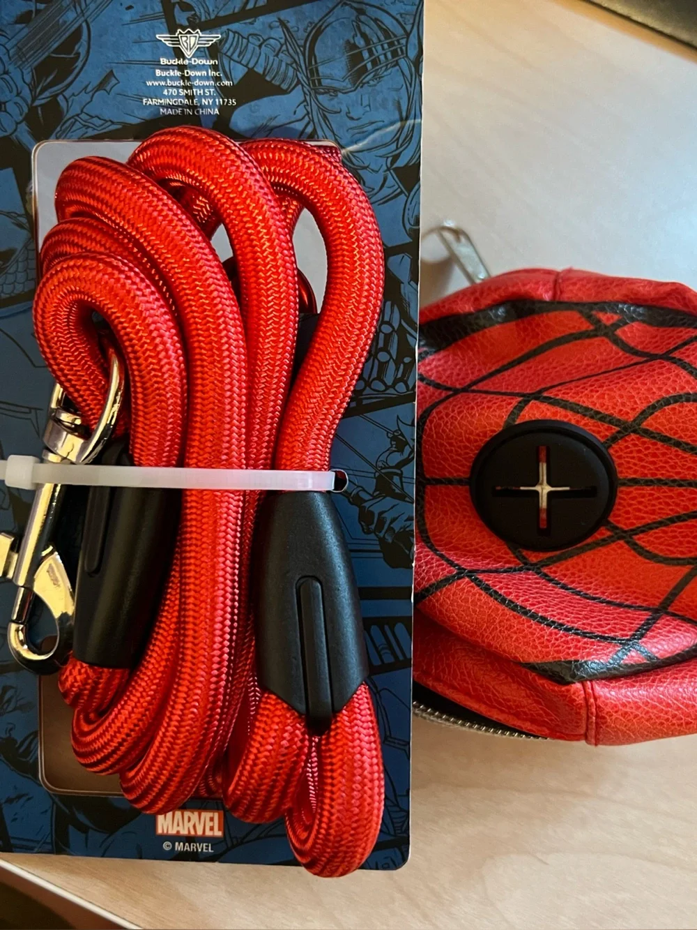Spiderman Red Leash and Bag Dispenser